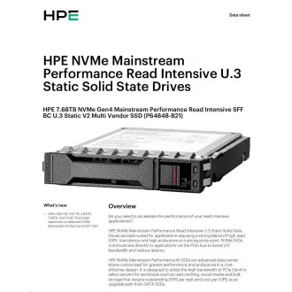 HPE 7,68 TB NVMe Gen4 Mainstream Performance Read Intensive SFF BC U.3 Static V2 Multi Vendor SSD (6200/3870 MBis)