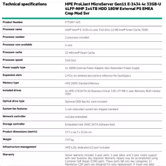 HPE PL MicroServer Gen11 E-2434 (3.4-5G/4C8T) 1x32G 2x4TB SATA 4LFF/SFF-NHP 4p1G iLoPort (P65741) NBD111 Pametni izbor HPE PL MicroServer Gen11 E-2434 (3.4-5G/4C8T) 1x32G 2x4TB SATA 4LFF/SFF-NHP 4p1G iLoPort (P65741) NBD111 Pametni izbor