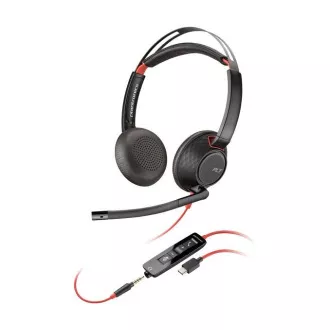 Poly Blackwire 5220 slušalice, 3,5 mm utičnica + USB-C/A adapter, stereo