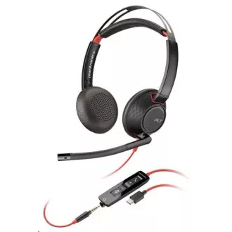 Poly Blackwire 5220 slušalice, 3,5 mm jack + USB-C/A adapter, stereo (bulk)
