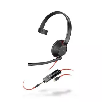 Poly Blackwire 5210 slušalice, 3,5 mm jack + USB-C/A adapter, mono