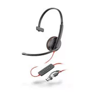 Poly Blackwire 3210 slušalice, USB-C/A adapter, mono