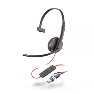 Poly Blackwire 3210 slušalice, USB-C/A adapter, mono Poly Blackwire 3210 slušalice, USB-C/A adapter, mono