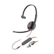 Poly Blackwire 3215 slušalice, 3,5 mm jack + USB-C/A adapter, mono