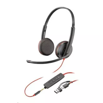 Poly Blackwire 3225 slušalice, 3,5 mm jack + USB-C/A adapter, stereo (bulk)