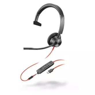 Poly Blackwire 3315 MS Teams slušalice, 3,5 mm utičnica + USB-C/A adapter, mono