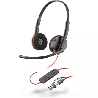 Poly Blackwire 3220 slušalice, USB-C/A adapter, stereo
