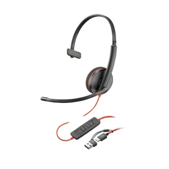 Poly Blackwire 3220 slušalice, USB-C/A adapter, stereo
