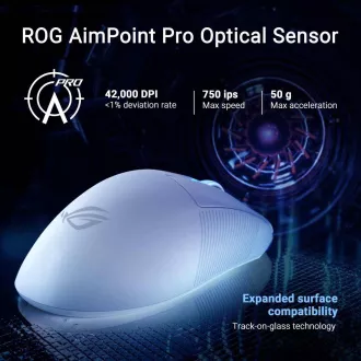 ASUS miš ROG Keris II Ace, bežični gaming miš, bijeli