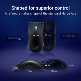 ASUS Gaming miš ROG Harpe Ace Mini, Wireless BT, RF 2.4GHz, crni