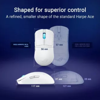 ASUS Gaming miš ROG Harpe Ace Mini, Wireless BT, RF 2.4GHz, bijeli