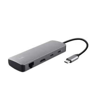 TRUST DALYX USB-C priključna stanica, 8 u 1, HDMI, RJ45, 2xUSB-C, 2xUSB-A, microSD/SD kartica, siva TRUST DALYX USB-C priključna stanica, 8 u 1, HDMI, RJ45, 2xUSB-C, 2xUSB-A, microSD/SD kartica, siva
