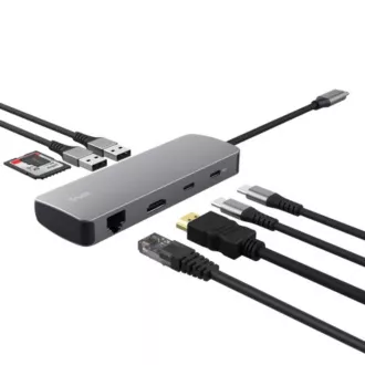 TRUST DALYX USB-C priključna stanica, 8 u 1, HDMI, RJ45, 2xUSB-C, 2xUSB-A, microSD/SD kartica, siva TRUST DALYX USB-C priključna stanica, 8 u 1, HDMI, RJ45, 2xUSB-C, 2xUSB-A, microSD/SD kartica, siva