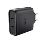 TRUST GaN punjač MAXO 65W 2-portni, USB-C, crni