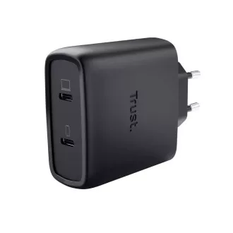 TRUST GaN punjač MAXO 65W 2-portni, USB-C, crni