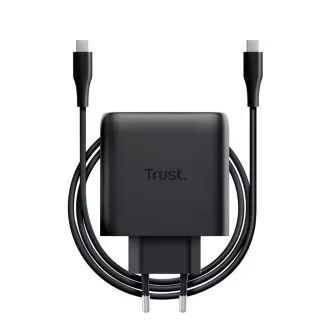 TRUST GaN punjač MAXO 65W 2-portni, USB-C, crni