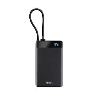 TRUST Powerbank Fiera, 10000 mAh, s kabelom, 2x USB-C, crna