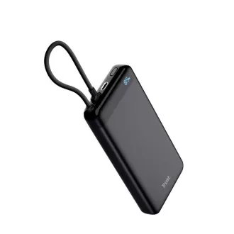 TRUST Powerbank Fiera, 20000 mAh, s kabelom, 2x USB-C, crna