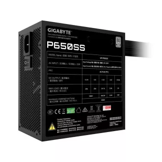 GIGABYTE napajanje P650SS, 650W, 80+ srebrno, 120mm, ATX 3.0, crno