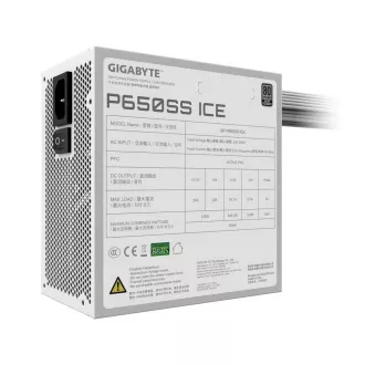 GIGABYTE napajanje P650SS ICE, 650W, 80+ srebrno, 120mm, ATX 3.0, bijelo