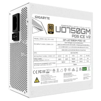 GIGABYTE UD750GM PG5 ICE 750W napajanje, 120 mm, potpuno modularno, 80 Plus Gold, ATX 3.1