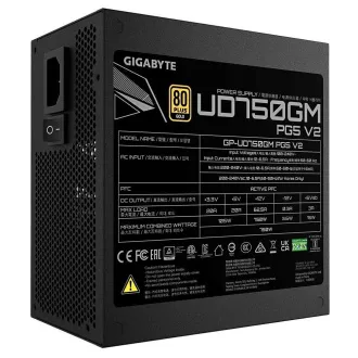 GIGABYTE UD750GM PG5 V2 napajanje, 750W, 120mm, potpuno modularno, 80 Plus Gold, ATX 3.1