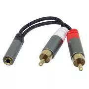 PremiumCord kabel HQ Jack 3,5 mm ženski - 2x CINCH muški 15 cm