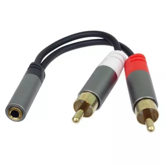 PremiumCord kabel HQ Jack 3,5 mm ženski - 2x CINCH muški 15 cm
