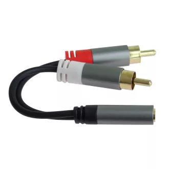 PremiumCord kabel HQ Jack 3,5 mm ženski - 2x CINCH muški 15 cm
