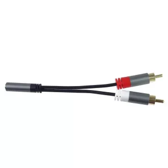 PremiumCord kabel HQ Jack 3,5 mm ženski - 2x CINCH muški 15 cm