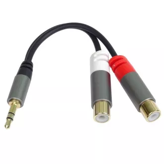 PremiumCord kabel HQ Jack 3,5 mm muški - 2x CINCH ženski 15 cm