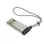 PremiumCord adapter USB3.0 A muški - USB-C ženski, srebrni s petljom za vješanje