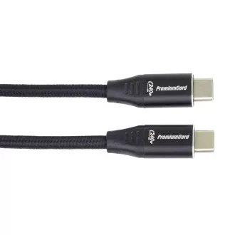 PREMIUMCORD Kabel USB-C M/M, 240W 480Mbps crna pamučna pletenica, 0,5m PREMIUMCORD Kabel USB-C M/M, 240W 480Mbps crna pamučna pletenica, 0,5m