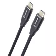PREMIUMCORD USB-C M/M kabel, 240W 480Mbps crna pamučna pletenica, 1m