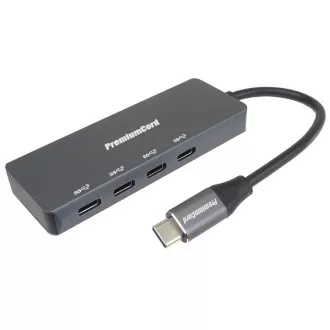 PREMIUMCORD Hub USB-C na 4x USB 3.2 Type-C, 5G SuperSpeed, aluminij PREMIUMCORD Hub USB-C na 4x USB 3.2 Type-C, 5G SuperSpeed, aluminij