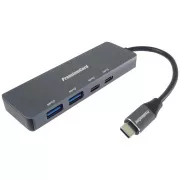 PREMIUMCORD Hub USB-C na 2x USB 3.2 Type-C +2x USB 3.2, 5G SuperSpeed, aluminij