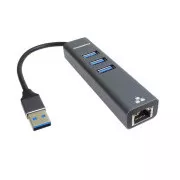 PREMIUMCORD adapter USB3.0 - LAN RJ45 ETHERNET 10/100/1000 MBIT + 3x USB3.0 port