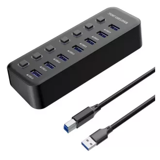 PREMIUMCORD Hub USB 3.2, 7-priključak s prekidačima za priključke, 5G SuperSpeed, crni PREMIUMCORD Hub USB 3.2, 7-priključak s prekidačima za priključke, 5G SuperSpeed, crni