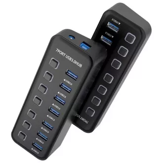 PREMIUMCORD Hub USB 3.2, 7-priključak s prekidačima za priključke, 5G SuperSpeed, crni PREMIUMCORD Hub USB 3.2, 7-priključak s prekidačima za priključke, 5G SuperSpeed, crni