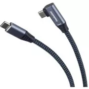 PREMIUMCORD USB-C savijeni kabel (USB 3.2 Gen2x2, 5A, 100W, 20Gbit/s) 3m, sivi