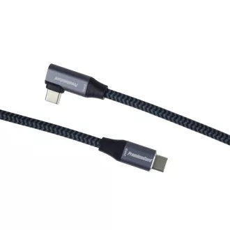 PREMIUMCORD USB-C savijeni kabel (USB 3.2 Gen2x2, 5A, 100W, 20Gbit/s) 3m, sivi