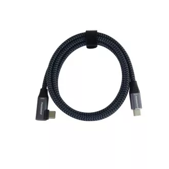 PREMIUMCORD USB-C savijeni kabel (USB 3.2 Gen2x2, 5A, 100W, 20Gbit/s) 3m, sivi