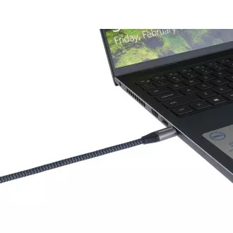 PREMIUMCORD USB-C savijeni kabel (USB 3.2 Gen2x2, 5A, 100W, 20Gbit/s) 3m, sivi