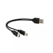 PREMIUMCORD USB 2.0 kabel za punjenje, 2xUSB-C na USB, 15 cm, crni