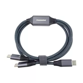 PREMIUMCORD USB-C kabel za punjenje, 2xUSB-C na USB-C, 100W, 1m, crni
