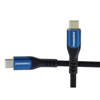 PremiumCord USB-C kabel (USB 3.2 GEN 2x2, 5A, 100W, 20Gbit/s) 0,5 m, pamučna pletenica