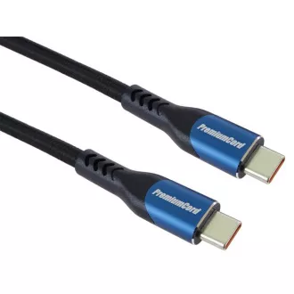 PremiumCord USB-C kabel (USB 3.2 GEN 2x2, 5A, 100W, 20Gbit/s) 0,5 m, pamučna pletenica