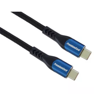 PremiumCord USB-C kabel (USB 3.2 GEN 2x2, 5A, 100W, 20Gbit/s) 1m, pamučna pletenica