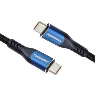 PremiumCord USB-C kabel (USB 3.2 GEN 2x2, 5A, 100W, 20Gbit/s) 1m, pamučna pletenica