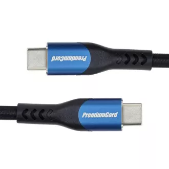 PremiumCord USB-C kabel (USB 3.2 GEN 2x2, 5A, 100W, 20Gbit/s) 1,5 m, pamučna pletenica